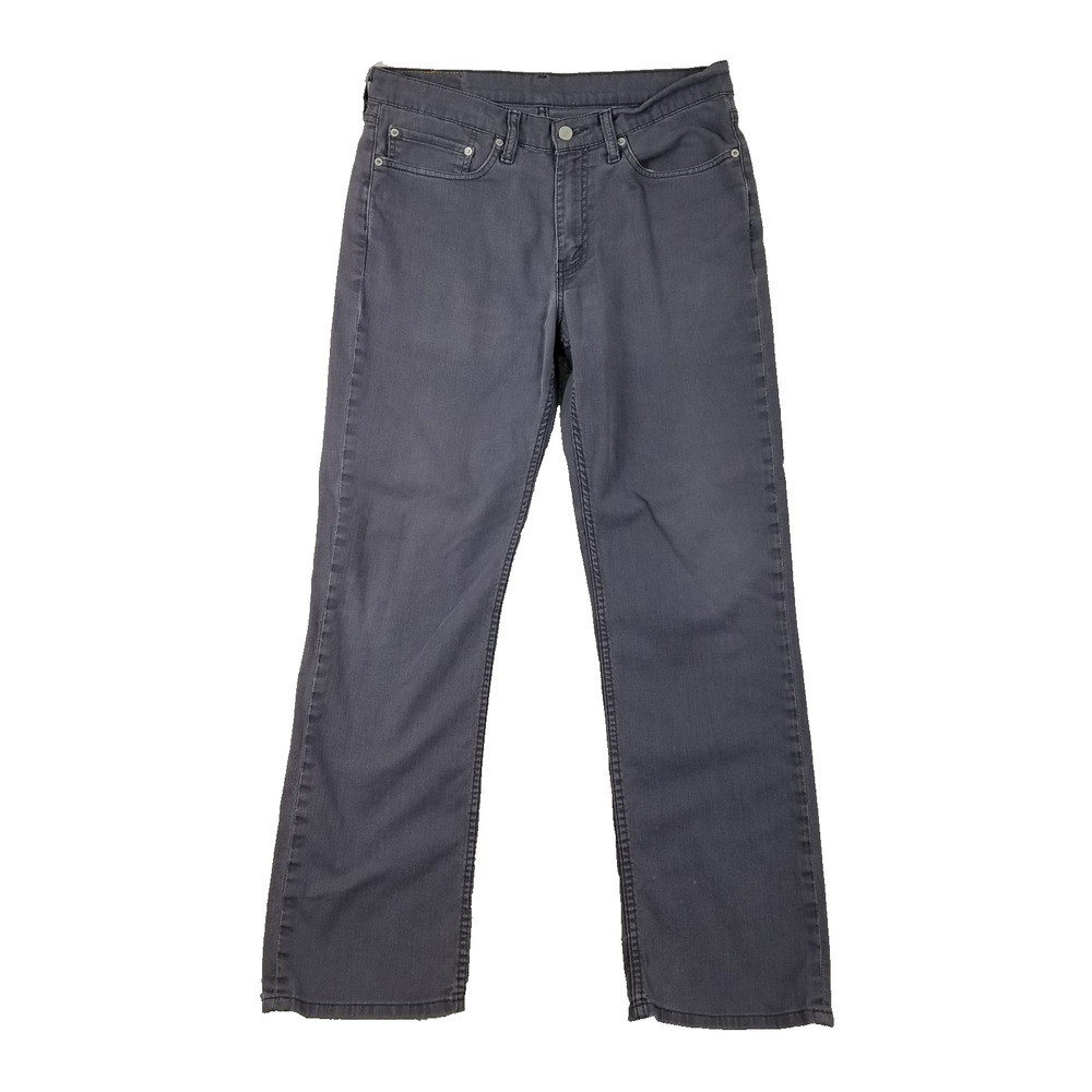 Levis 514 Jeans Mens 34x32 Gray Straight Leg Stretch Denim Distressed Worn